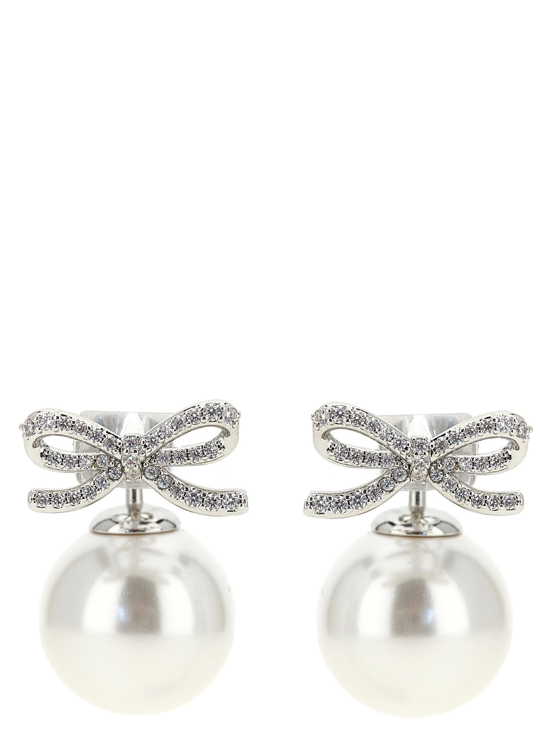Self Portrait Crystal Bow Pearl Back Jewelry - Silver | 939e4f18cfdc103fe87c12abc76bbb5f072e9fdc