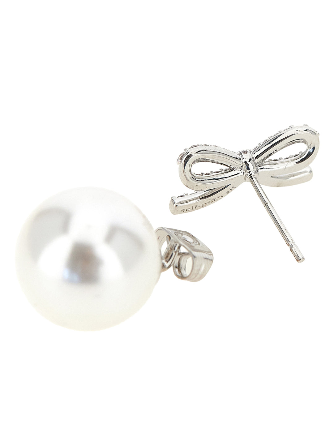 Self Portrait Crystal Bow Pearl Back Jewelry - Silver | e431816e1ad878e5f5eee1ec728110c3a10a38b4