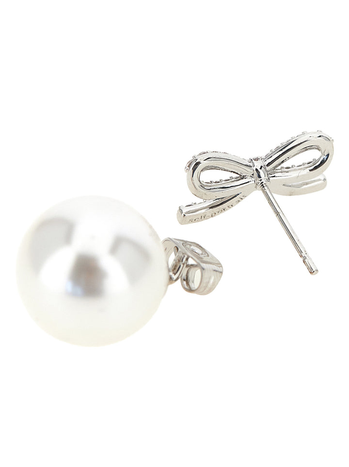 Self Portrait Crystal Bow Pearl Back Jewelry - Silver | e431816e1ad878e5f5eee1ec728110c3a10a38b4