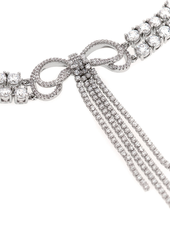 Self Portrait Double Crystal Bow Jewelry - Silver | e38796cfd89ae55115681f93215230cbc1d33f70