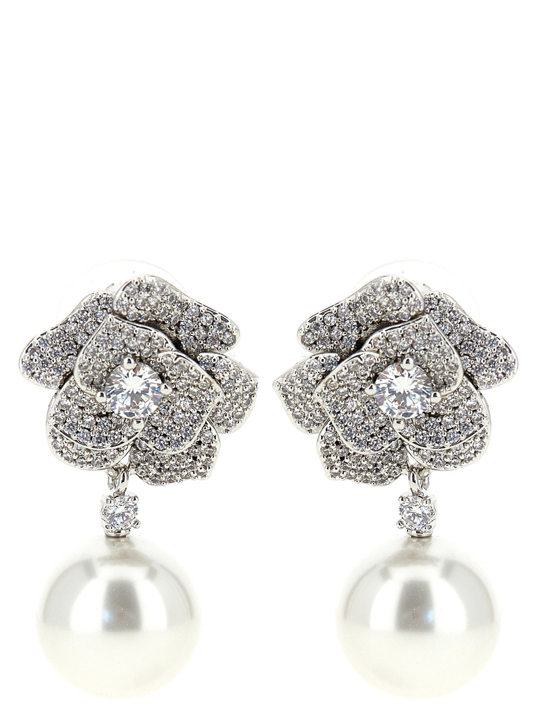 Self Portrait Mini Crystal Flower Pearl Jewelry - Silver | b2a0383771fb75a7753a3b4d748dfae7557a34f2