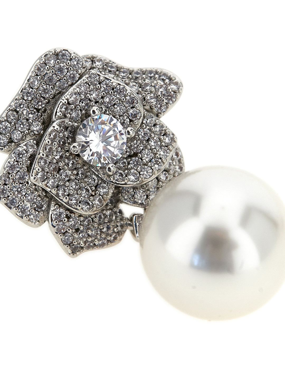 Self Portrait Mini Crystal Flower Pearl Jewelry - Silver | 7bdd89f70f5a1da199e1ab72481edcac89d7da0d