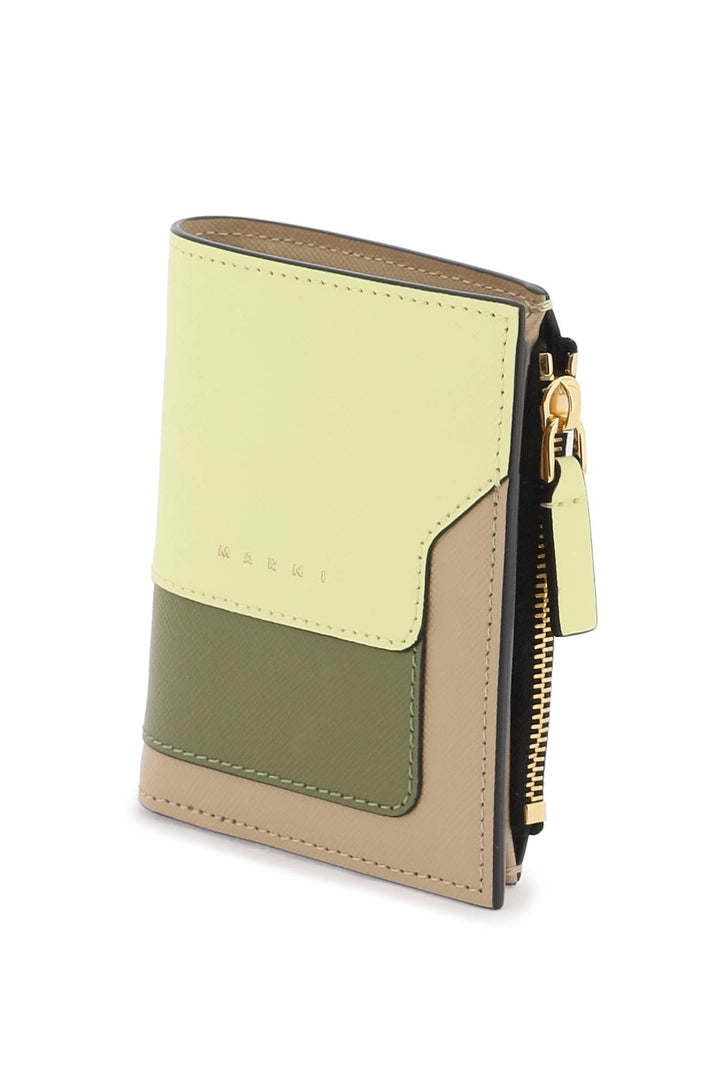 Multicolored Saffiano Leather Bi Fold Wallet