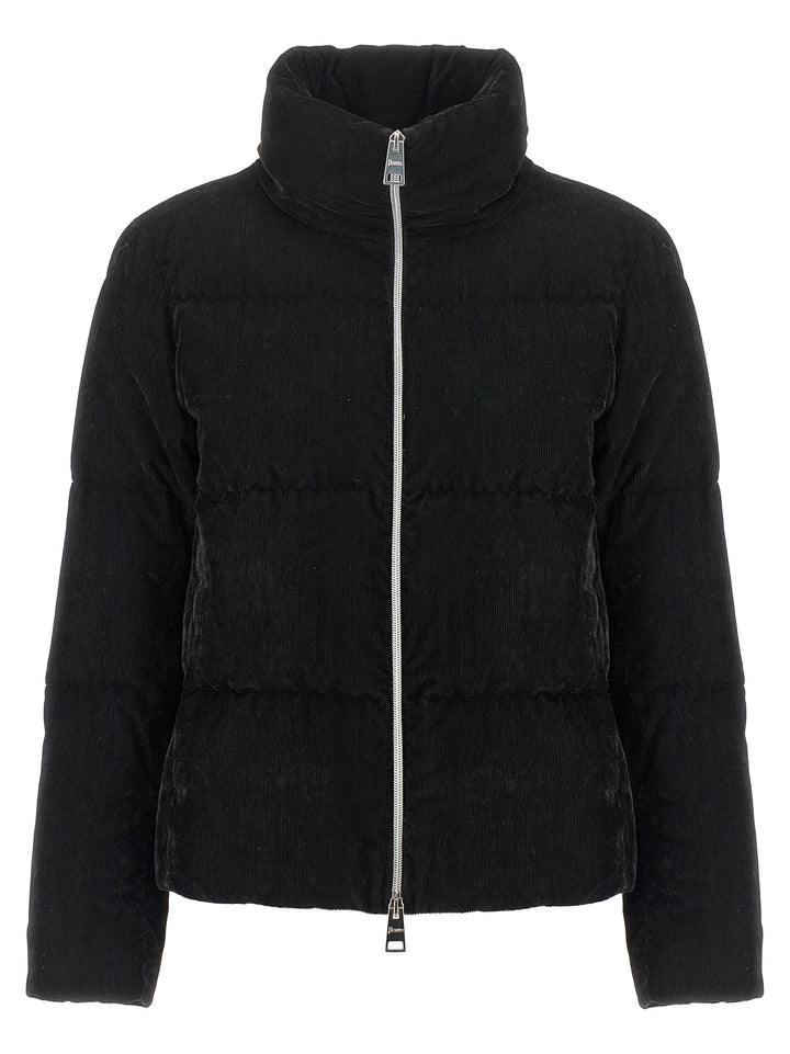 Herno Resort - Bright Corduroy Puffer Jackets - Black | cba65d55e3e9826599b204de00cee2985290fe82