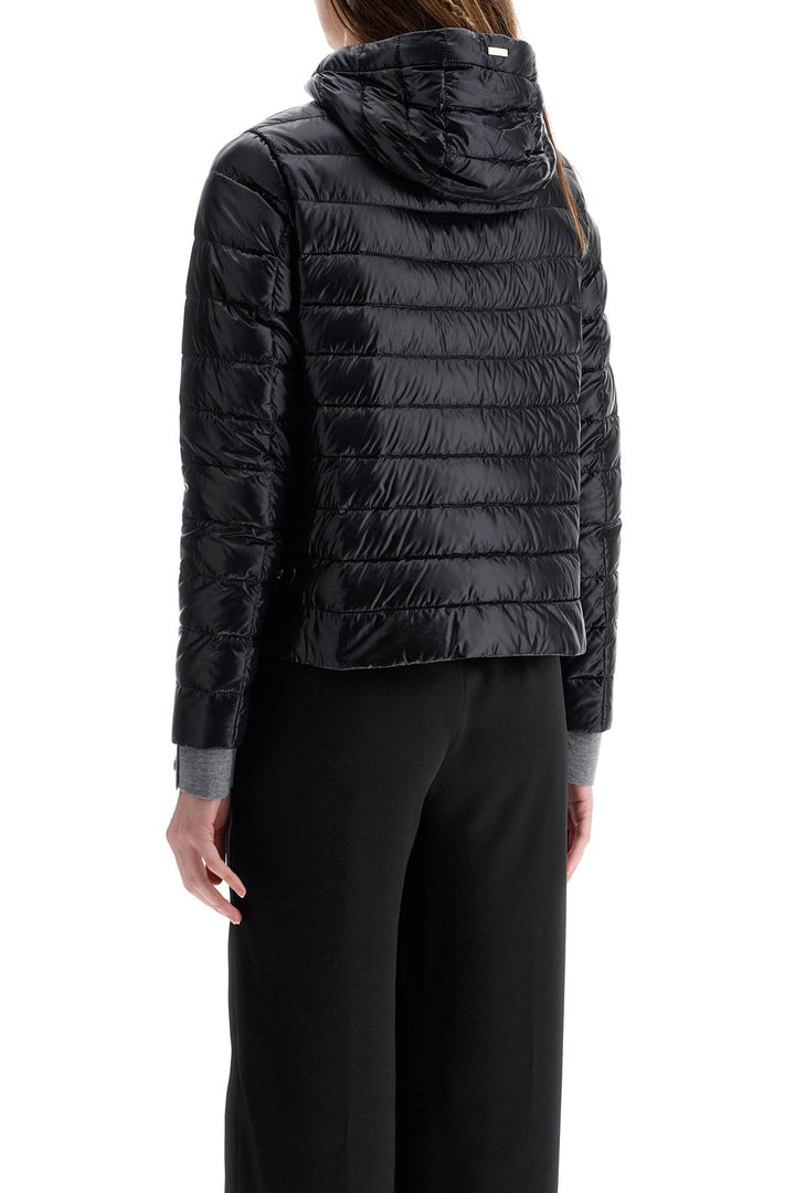 Ultra Lightweight Black Nylon Down Jacket With Hood