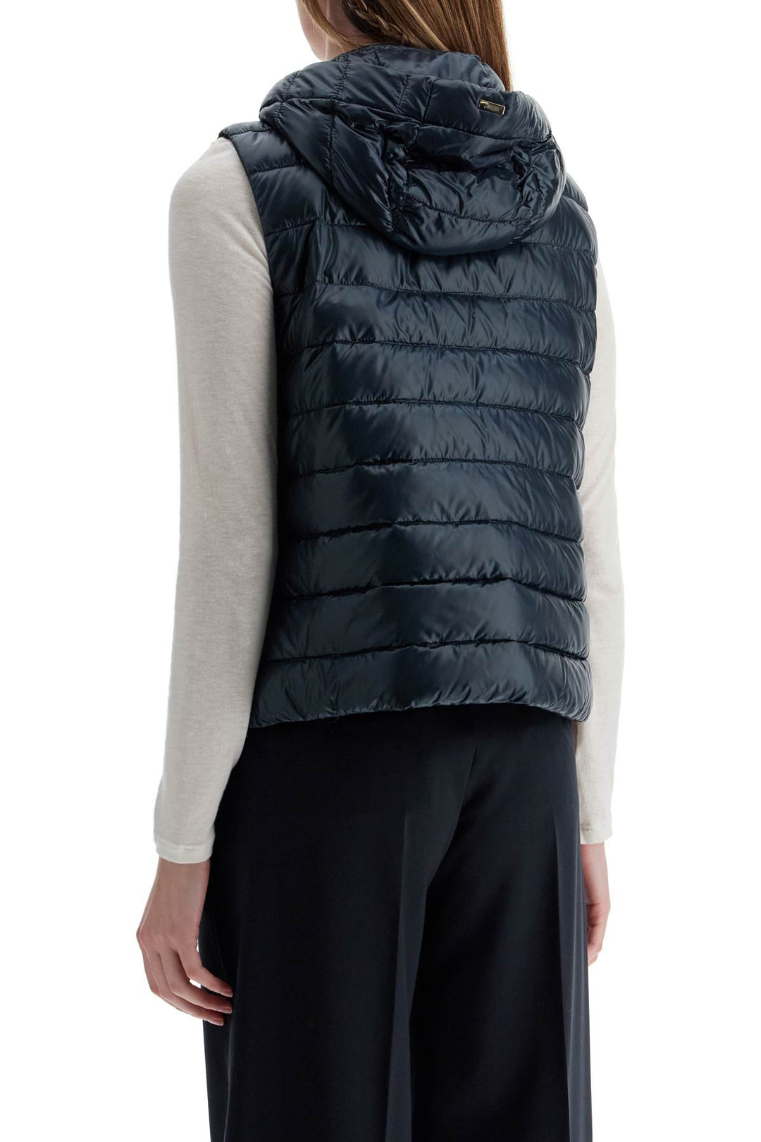 Men's Dark Blue Polyamide Gilet With Hood