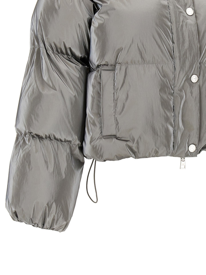 Metallic Cropped Down Jacket Casual Jackets, Parka Silver