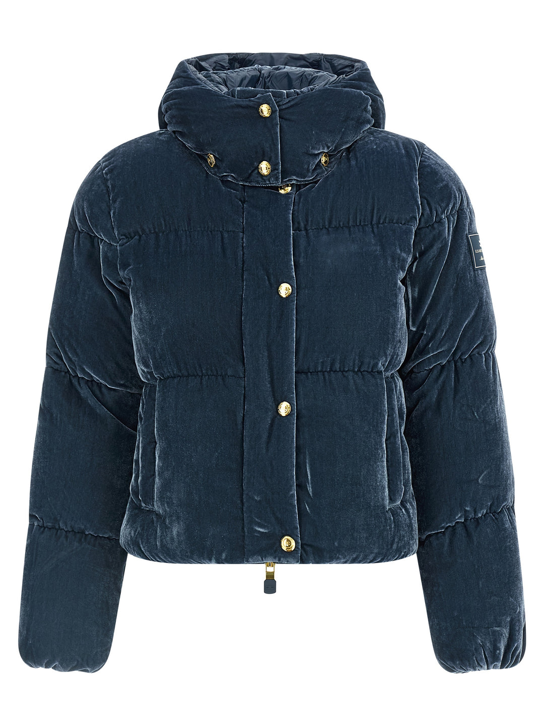 Elisabetta Franchi Velvet Down Jacket Puffer Jackets - Blue | 58fb7bb924d08bd6500c6454caf484f641b119c5