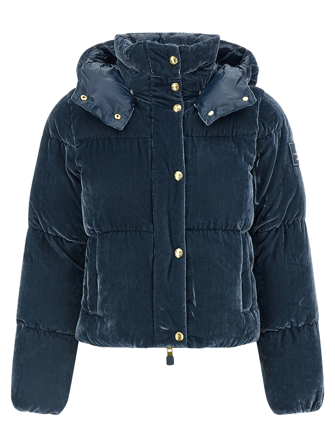 Elisabetta Franchi Velvet Down Jacket Puffer Jackets - Blue | 9dc35607942018d872a12093e98eb79513b6141a