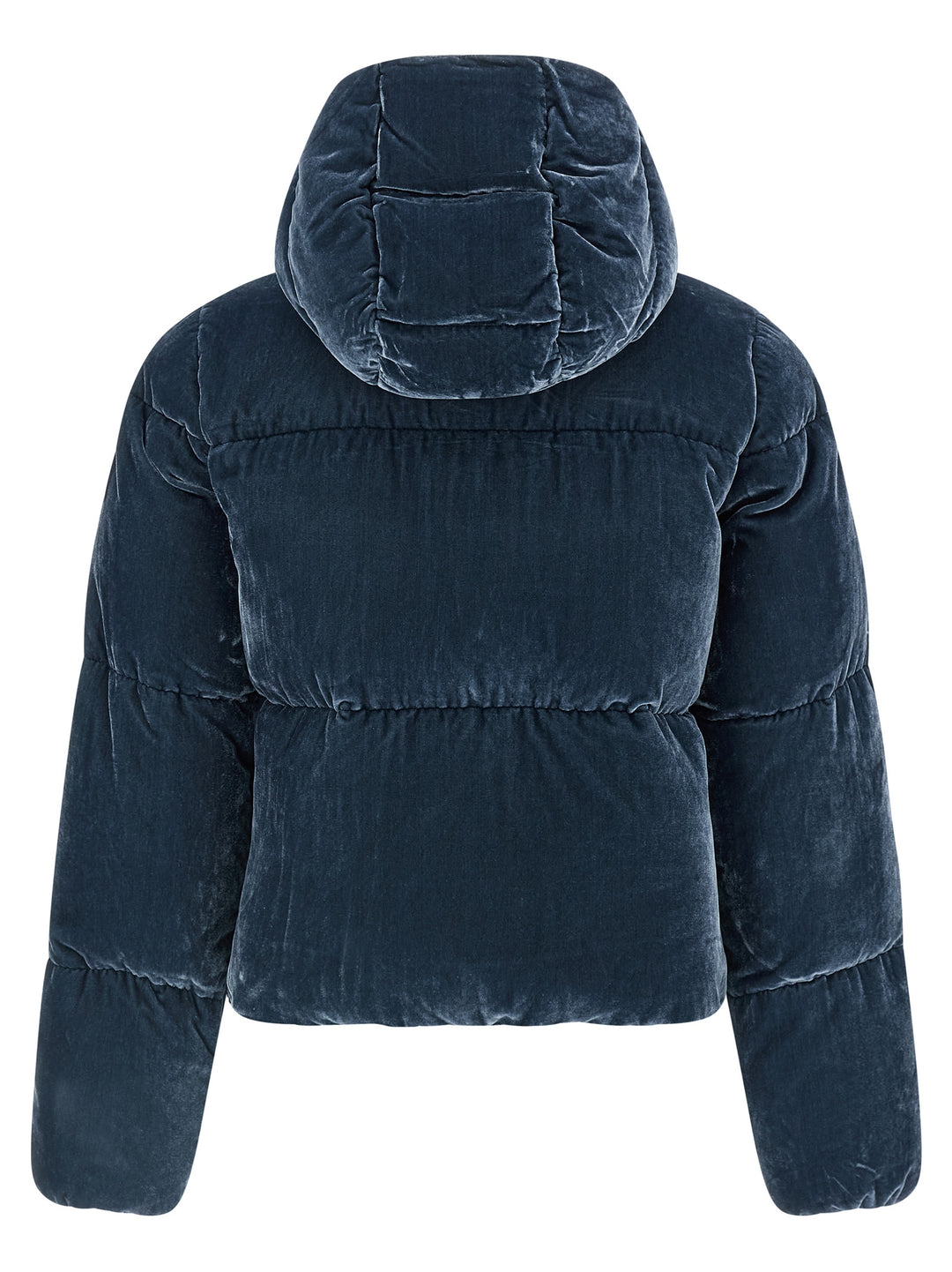 Elisabetta Franchi Velvet Down Jacket Puffer Jackets - Blue | 95d022b23eff79a6c41a42ebca7aad635d4203c1