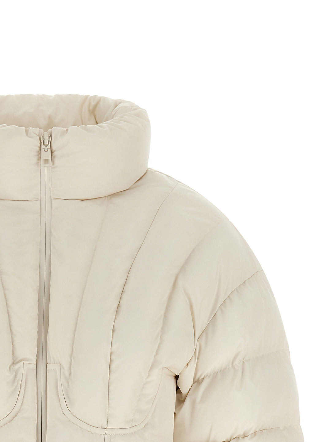 Elisabetta Franchi Exhausted Quilted Down Jacket Puffer Jackets - White | 6593dda65f9d2866f82e522874e484f9922b9ecb