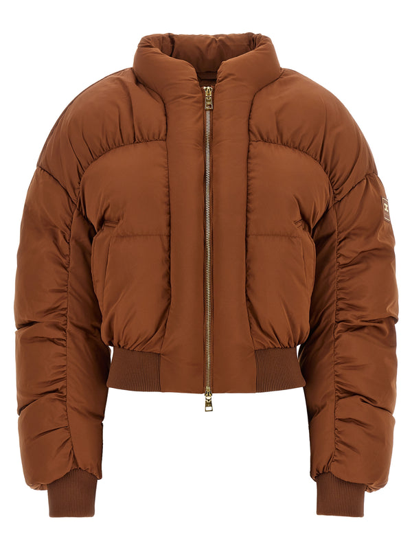 Down Jacket With Curled Sleeves Puffer Jackets Brown