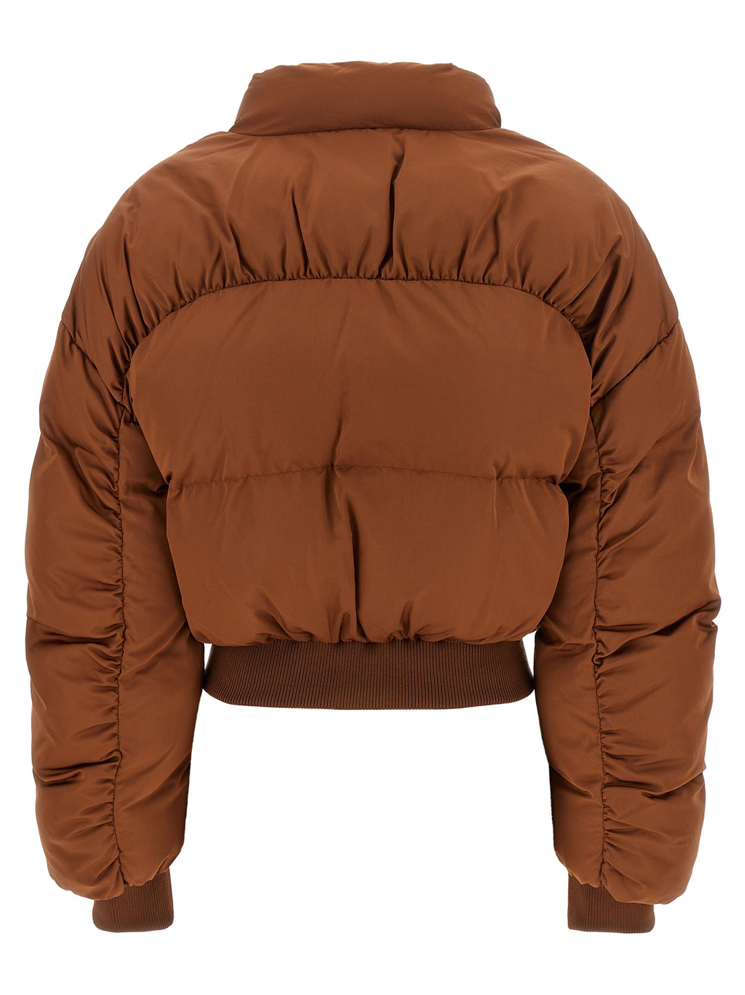 Elisabetta Franchi Down Jacket With Curled Sleeves Puffer Jackets - Brown | b445f33f05ed7a0e1dc68ff857881db8f36100de