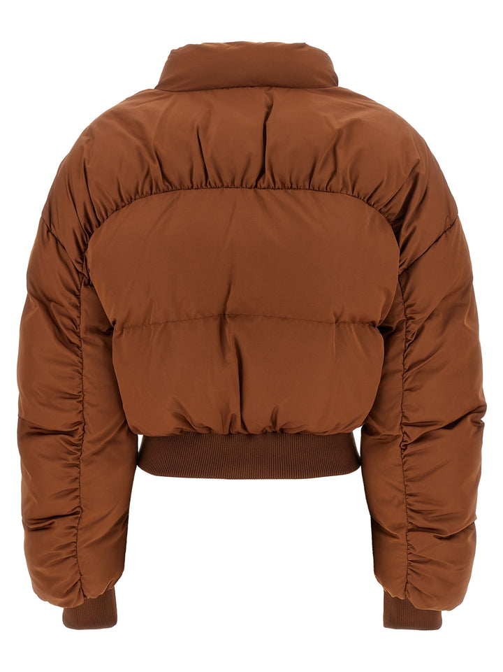 Elisabetta Franchi Down Jacket With Curled Sleeves Puffer Jackets - Brown | b445f33f05ed7a0e1dc68ff857881db8f36100de