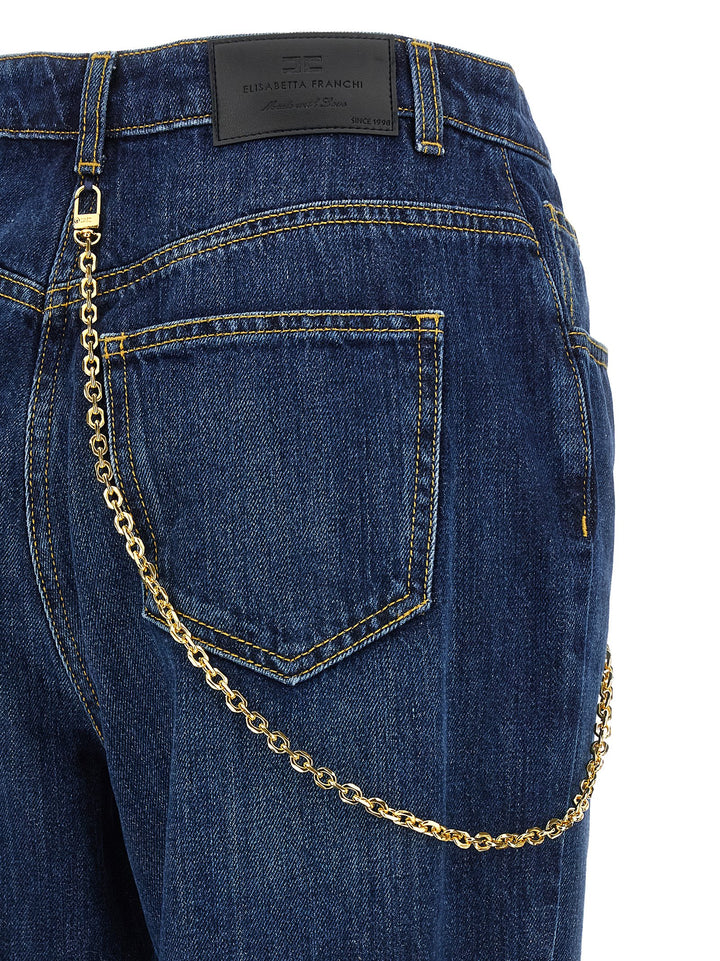 Elisabetta Franchi Jewel Chain Jeans - Blue | 6aa902c2b2cc877e78693f5f06047af0beeaa7be