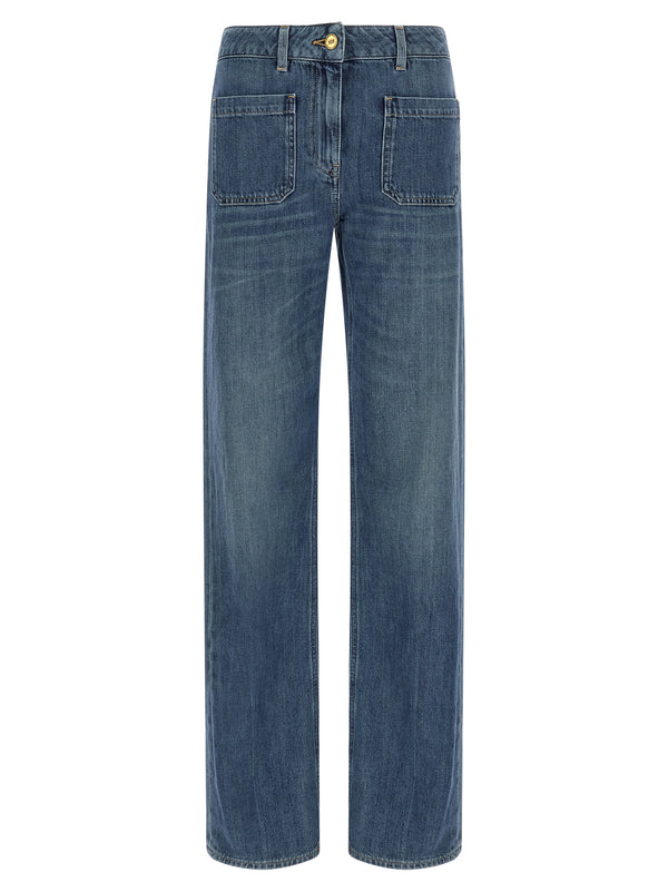 Logo Embroidery Jeans Blue