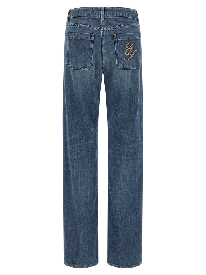 Elisabetta Franchi Logo Embroidery Jeans - Blue | 0de7f658901469115e961cdd35d29fd2dd73dd57