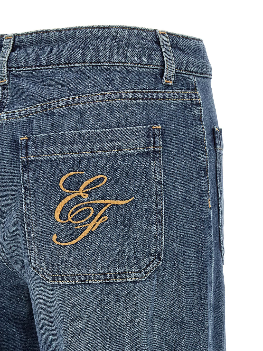 Elisabetta Franchi Logo Embroidery Jeans - Blue | 28eafdc632409d1986f1c712bfa772ceda1b03fa