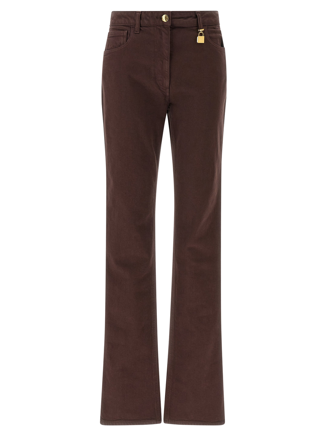 Elisabetta Franchi Jewel Padlock Jeans - Brown | 9b6b00d339f1fd703ee41c07ed6c3cc83ab4aa4b