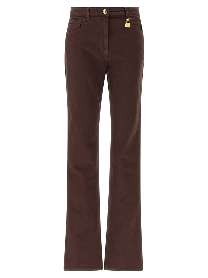 Elisabetta Franchi Jewel Padlock Jeans - Brown | 9b6b00d339f1fd703ee41c07ed6c3cc83ab4aa4b