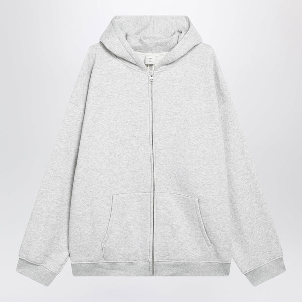 Light Grey Zip-Up Hooded Sweatshirt In Cotton Fleece