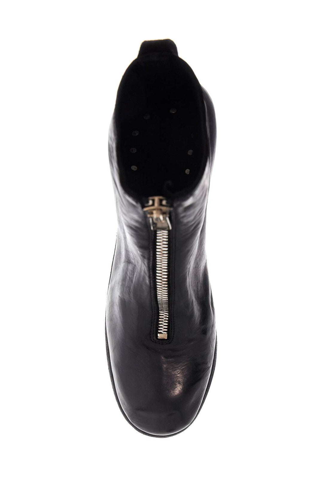 Unisex Leather Boots In Black Horse And Calfskin With Metal Zip