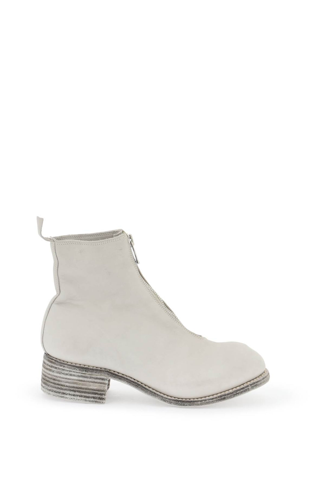 Front Zip Leather Ankle Boots