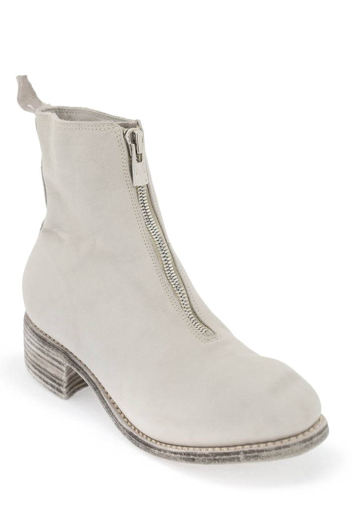 Front Zip Leather Ankle Boots