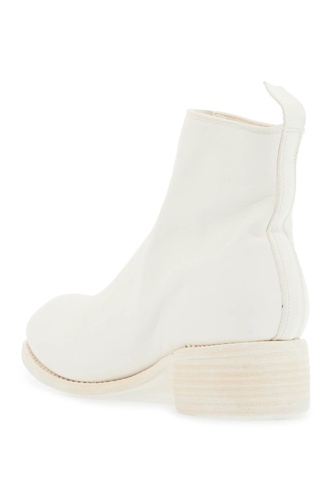 Unisex White Horse And Calf Leather Boots With Elegant Side Zip