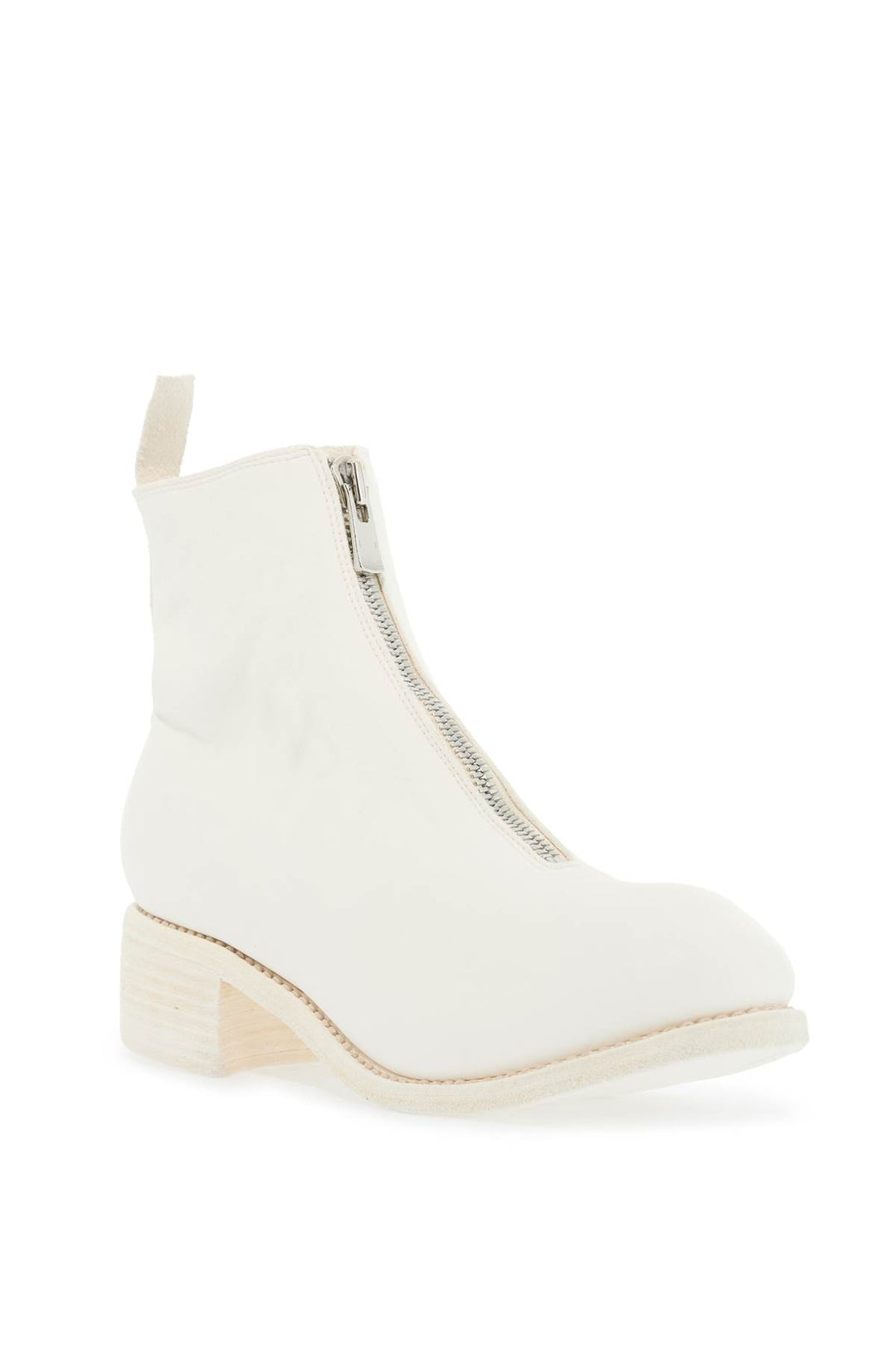 Unisex White Horse And Calf Leather Boots With Elegant Side Zip