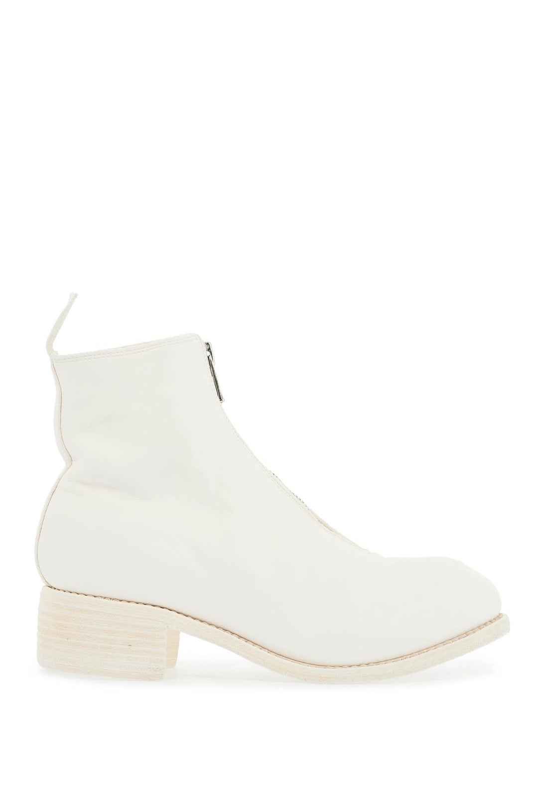 Unisex White Horse And Calf Leather Boots With Elegant Side Zip