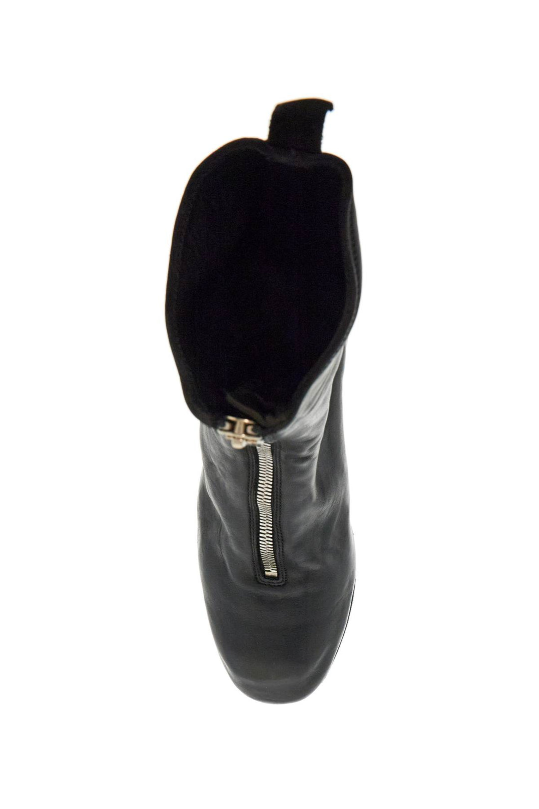 Black Horse And Calf Leather Boots With Side Zip