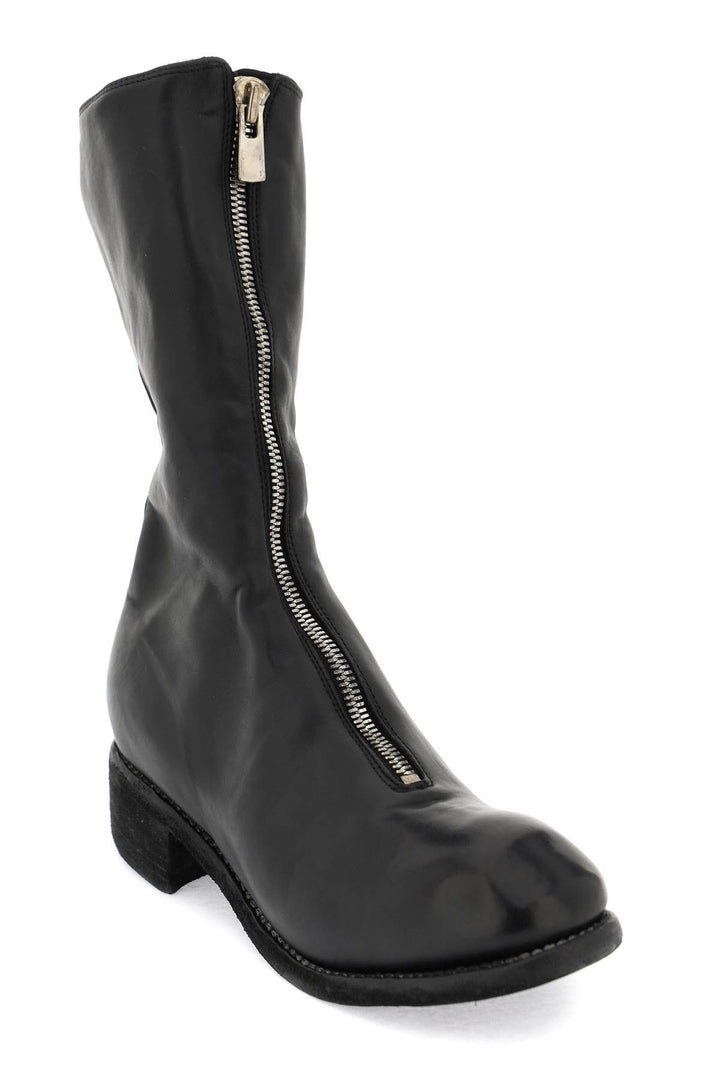 Front Zip Leather Boots