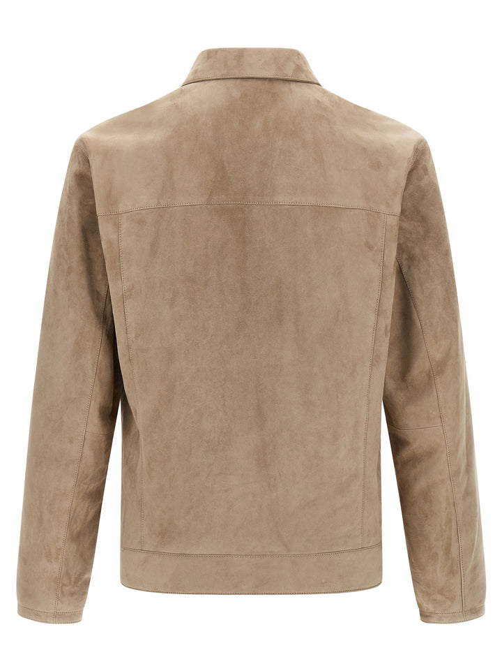 Brioni Suede Blouson Puffer Jackets - Beige | 3a6481153a4b365250e8fca1016347894414c4f4