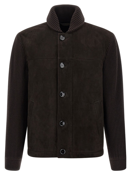 Suede Bomber Jacket Puffer Jackets Brown