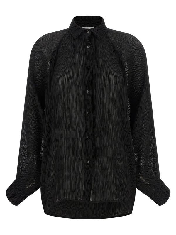 Pleated Shirt Beachwear Black