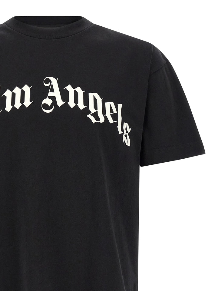 Palm Angels Curved Logo T-shirt - White/Black | a44b9e917afb5527711ea7f7524a403d93f081b2