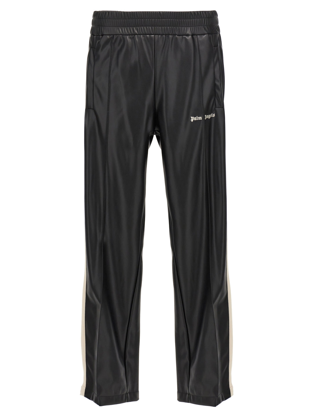 Leather Effect Track Pants White/Black