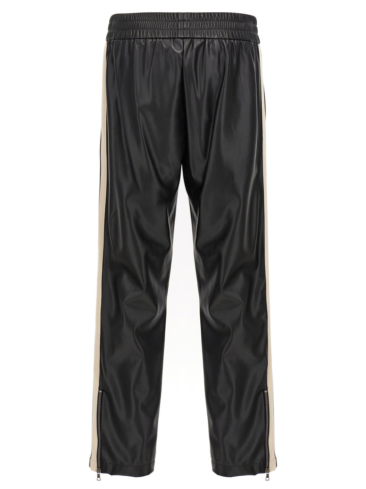 Leather Effect Track Pants White/Black