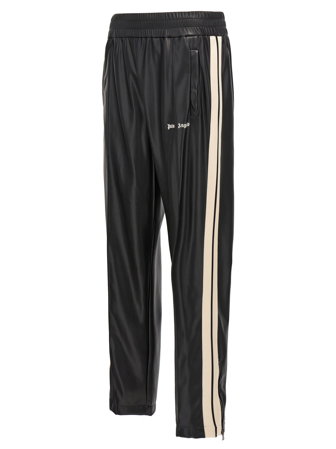 Leather Effect Track Pants White/Black