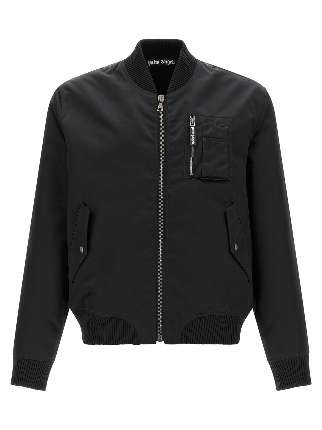 Palm Angels Curved Logo Puffer Jackets - Black | 3194531e5ca94489502c7b5290b1c989fcbad7f0