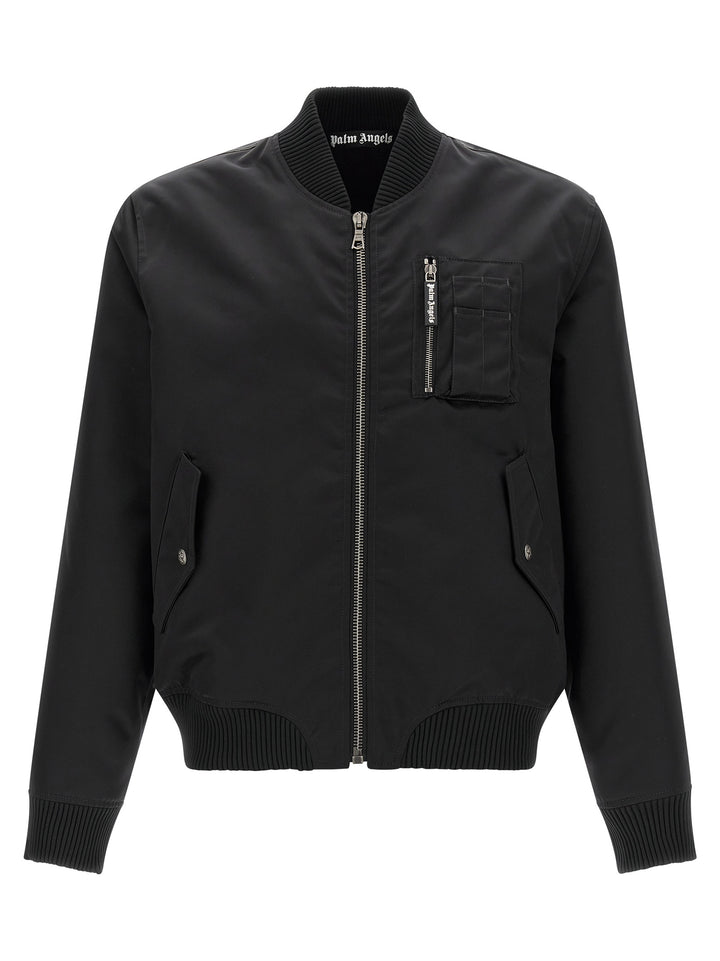 Palm Angels Curved Logo Puffer Jackets - Black | 3194531e5ca94489502c7b5290b1c989fcbad7f0