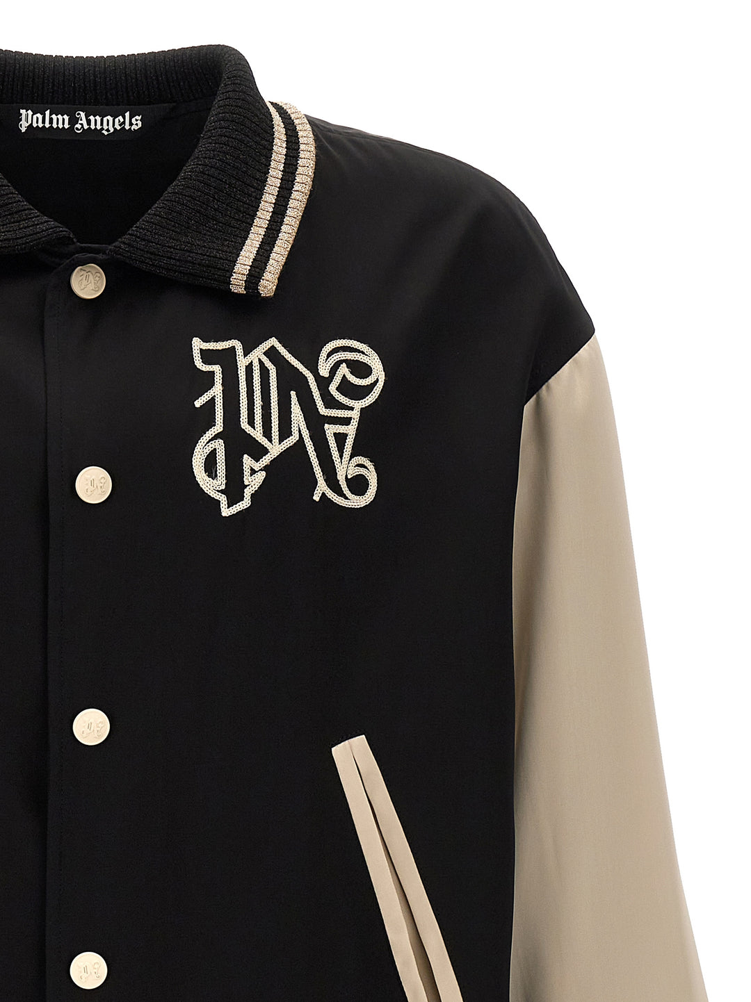 Gothic Logo Varsity Casual Jackets, Parka White/Black