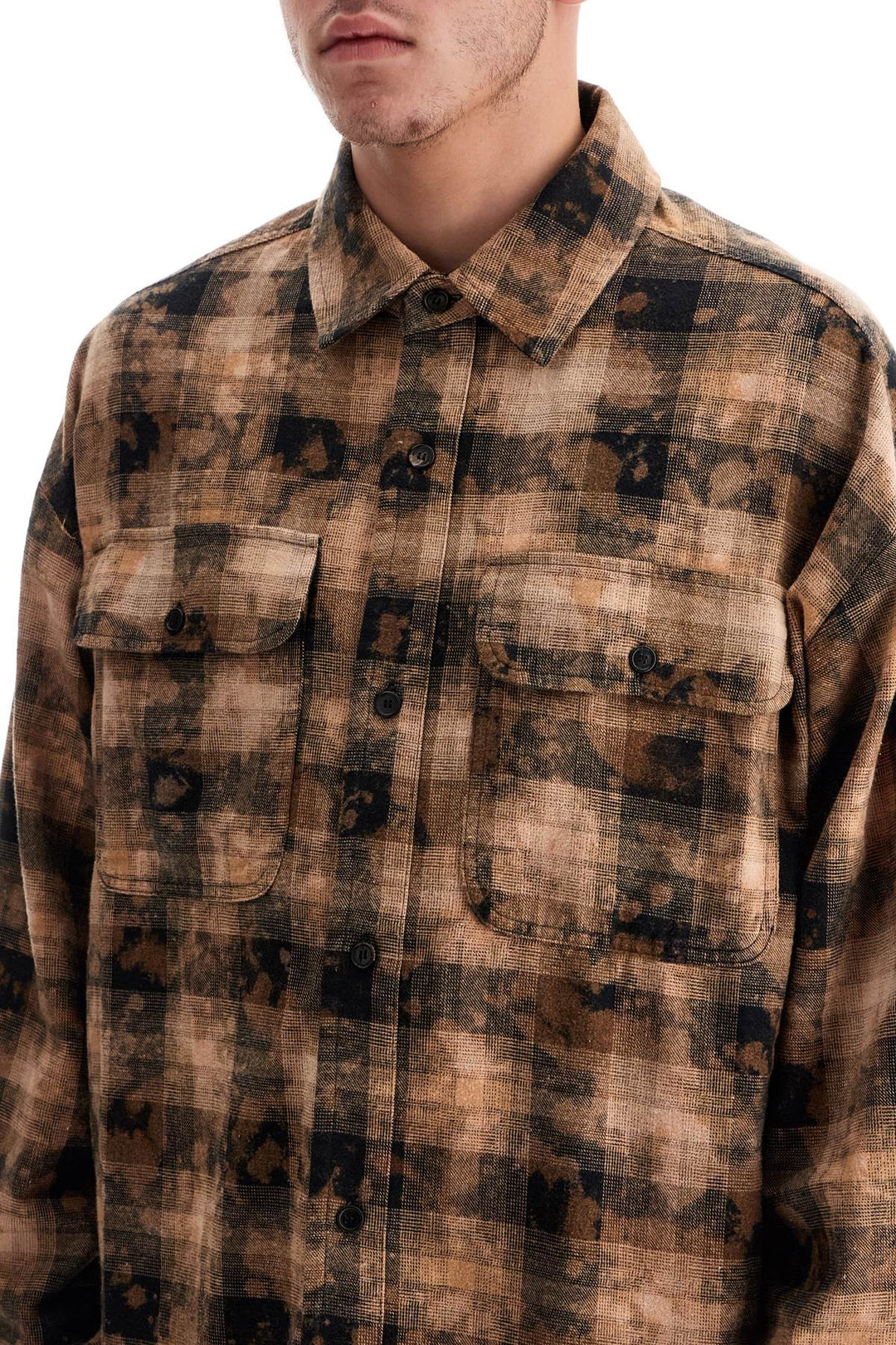 'Flannel Shirt With Curved Logo