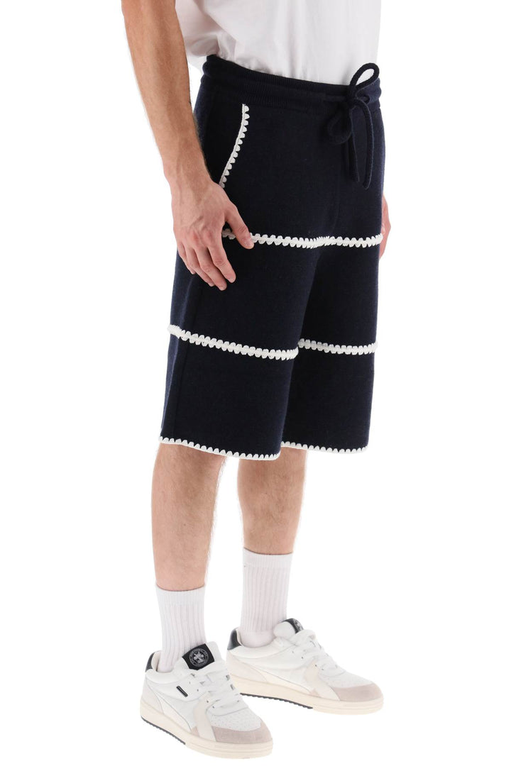 Wool Knit Shorts With Contrasting Trims