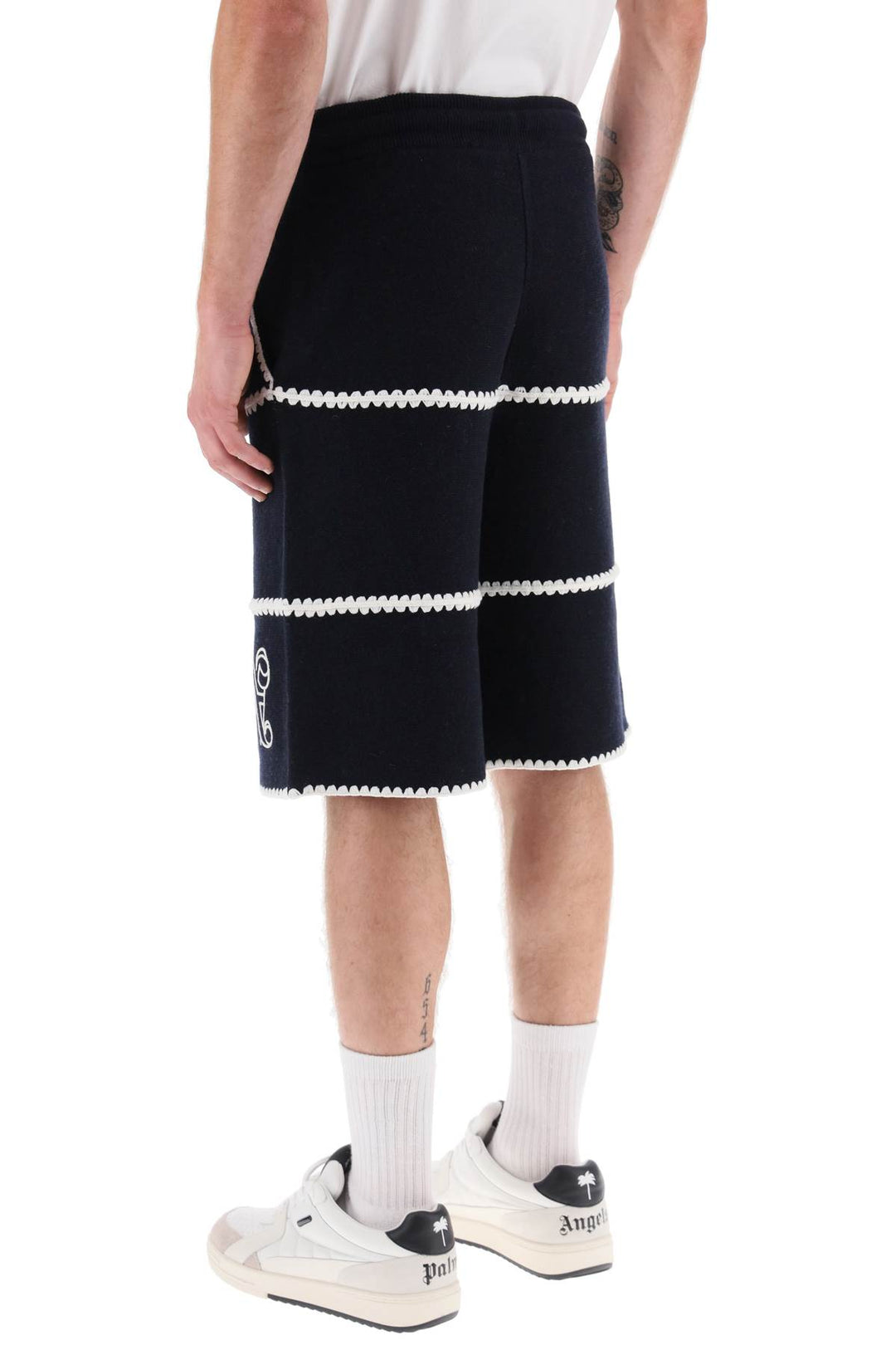 Wool Knit Shorts With Contrasting Trims