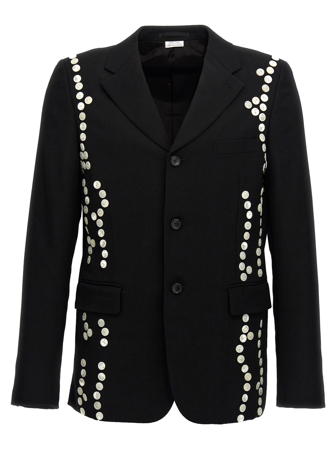 Single-Breasted Button Blazer White/Black