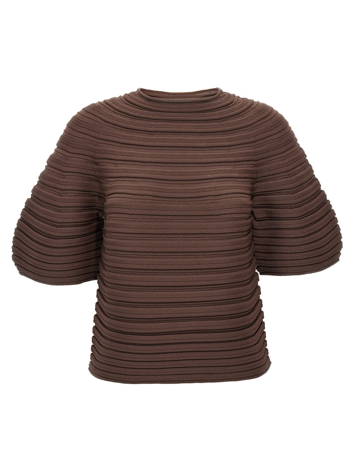 Mushroom Knit T-Shirt Brown