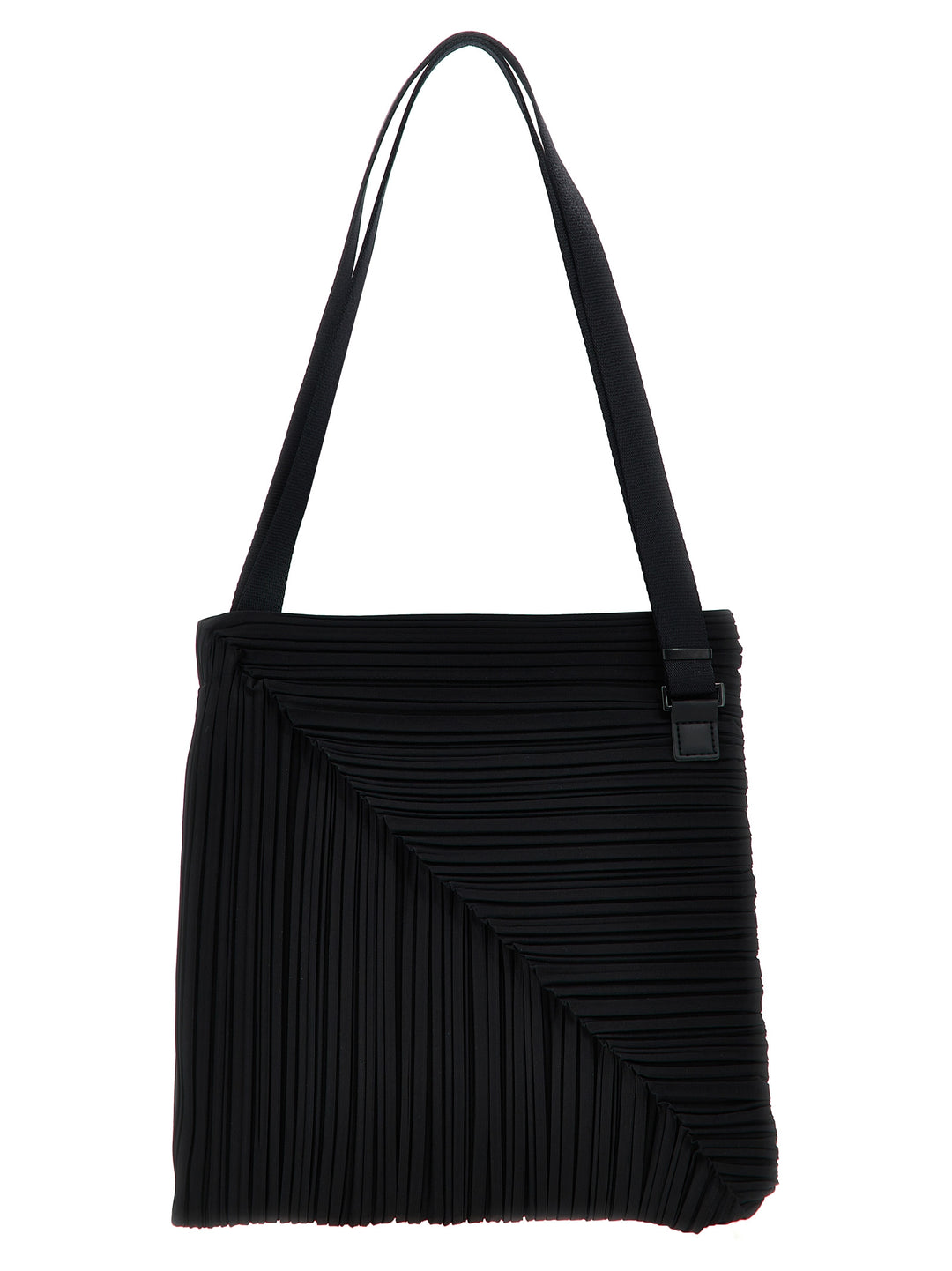 Diagonal Pleats Bag Shoulder Bags Black