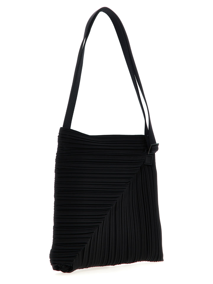 Diagonal Pleats Bag Shoulder Bags Black